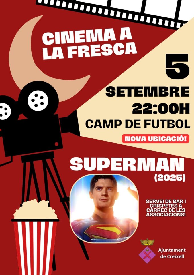 Creixell programa una nova sessió de cinema a la fresca al camp de futbol